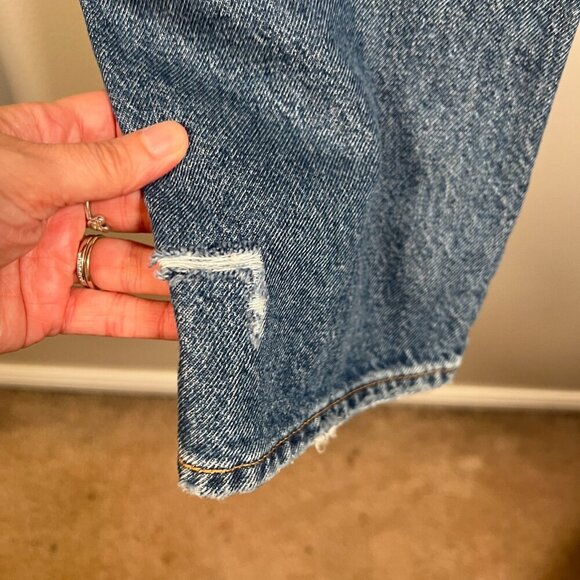 Levi's Ribcage Straight Ankle Jeans Size 25 Distressed Button Fly High Waist - Picture 9 of 12